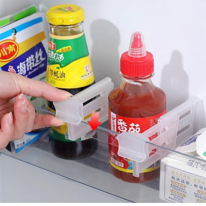 Niralasa Clear Plastic Refrigerator Drawer Divider, Storage Organizer Shelf For Condiments, Bottles, Food, Kitchen Organization