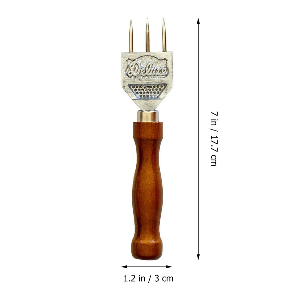 Doitool Ice Pick Stainless Steel Ice Crusher With Safety Wood Handle For Kitchen Tool, Three Prong Ice Pick Japanese Style Ice C