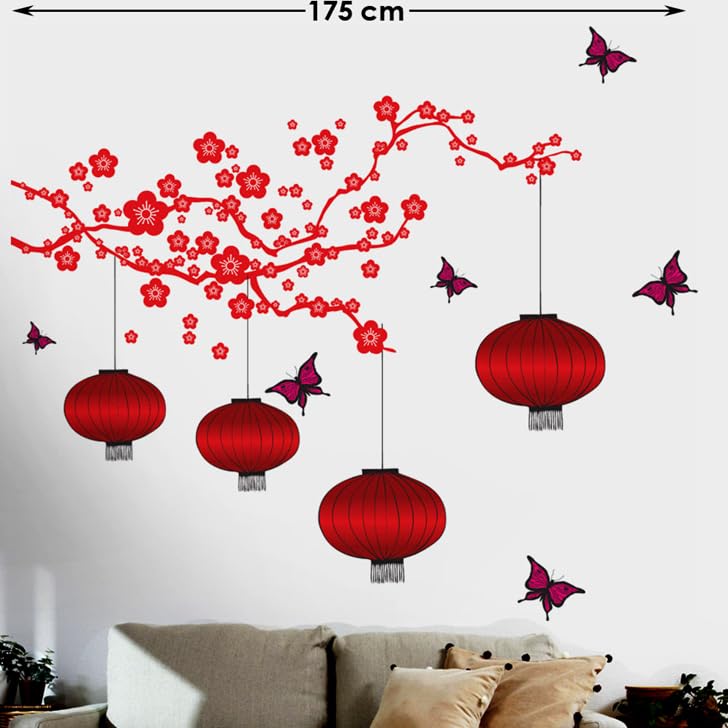 Decals Design Stickerskart Wall Stickers Chinese Lamps In Red - Double Sheet (Wall Covering Area: 175Cm X 180Cm,Product Dimensio