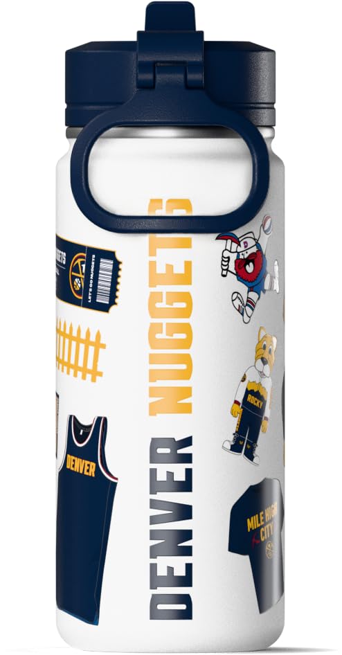Hydrapeak x NBA Officially Licensed Denver Nuggets 20 oz Active Water Bottle with Chug Lid and Handle Reusable Stainless Steel D