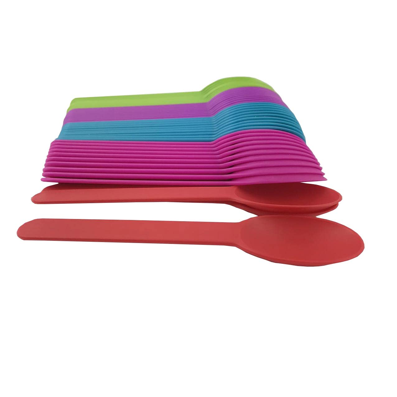 Mmvolesy Disposable Mixed Color Assorted Heavy Widehandle Plastic Spoons Frozen Yogurt Spoon,Ice Cream Spoons,Frozen Dessert Spo