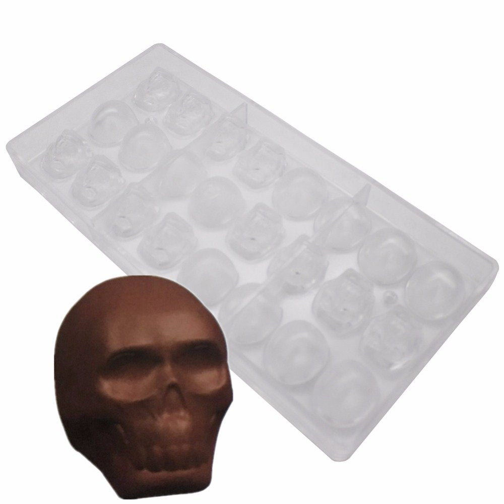 Goldbaking Skull Chocolate Mould 3D Skull Candy Molds Polycarbonate Halloween Chocolate Mold