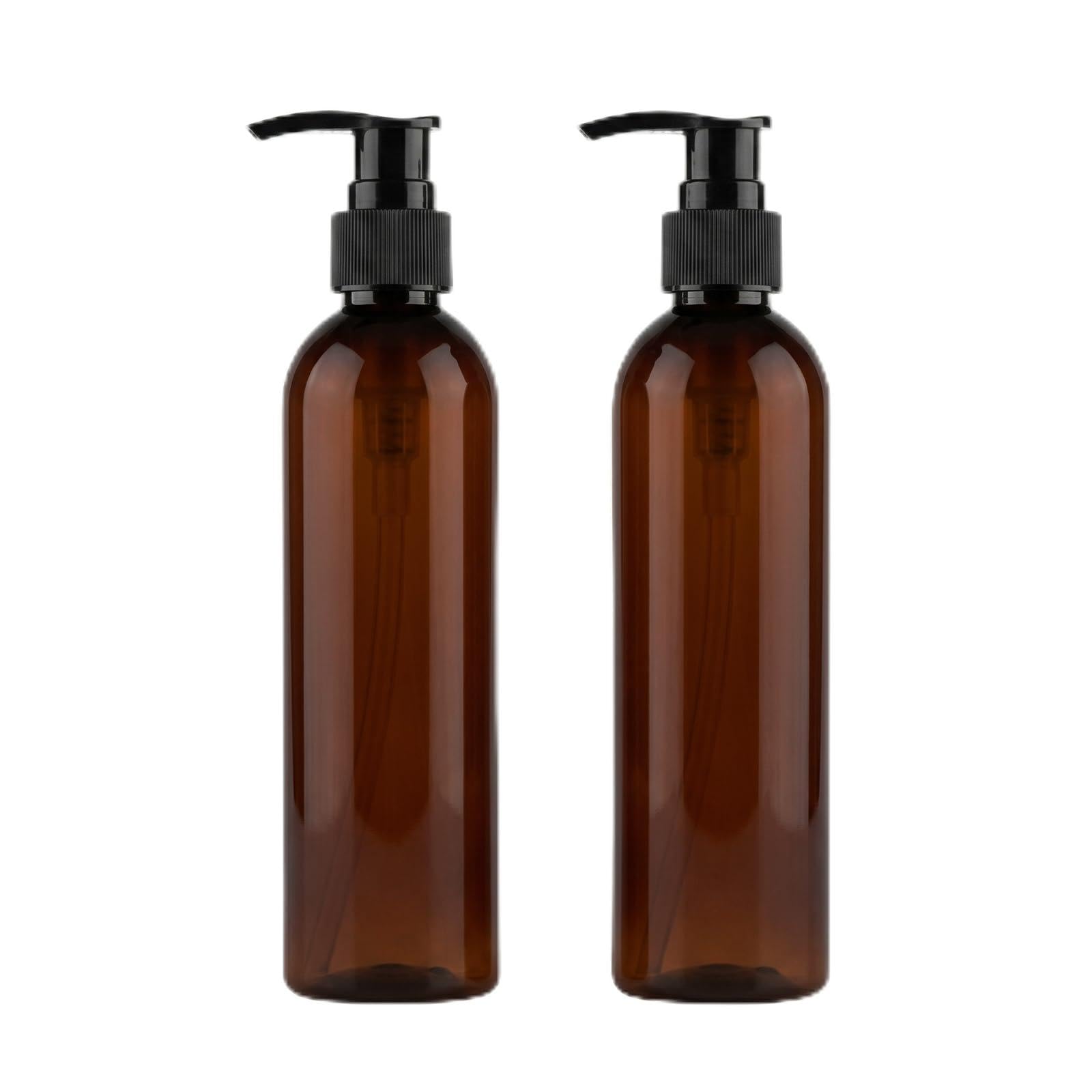 2PCS Body Oil Container,Amber Plastic Body Oil Dispenser with Lotion Pump,Empty Refillable Container for Conditioner Body Wash H