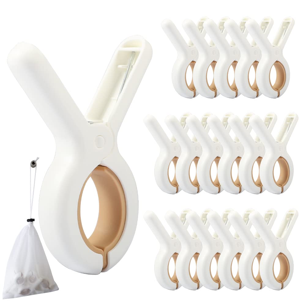 Pamiso 18 Pcs Beach Towel Clip, Cloth Pins, Quilt Drying Clip, Plastic Clothespins, Strong Grip Holder To Dry Laundry On Clothes