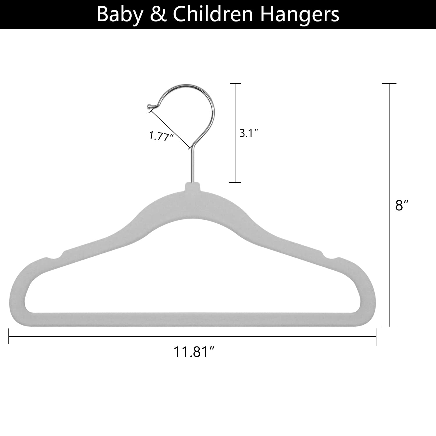 Goodtou Baby Hangers Velvet 20 Pack Kids Non Slip Hangers Childrens Hangers For Kids Grey