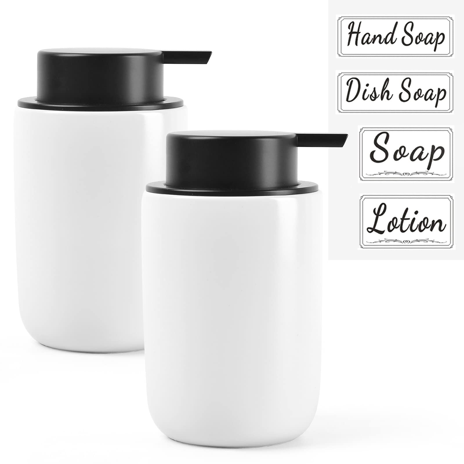 Bosilunlife Foaming Soap Dispenser Set - White Ceramic Foam Hand Soap Dispenser 12Oz Soap Dispenser Set With Rust Proof Pump, 4P