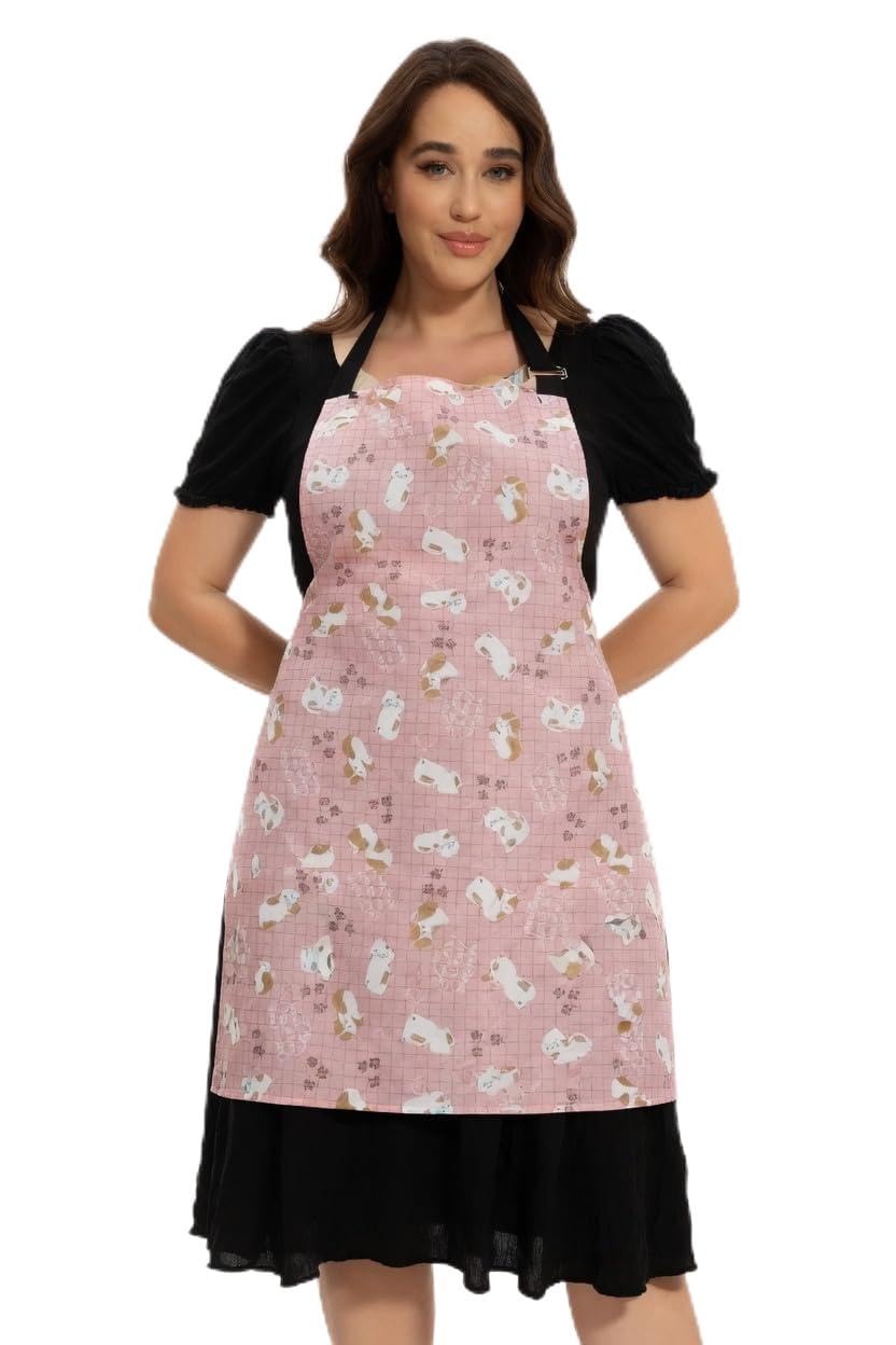 Lilments Cute Kawaii Pink Cat Apron Kitchen Baking Cooking Cleaning