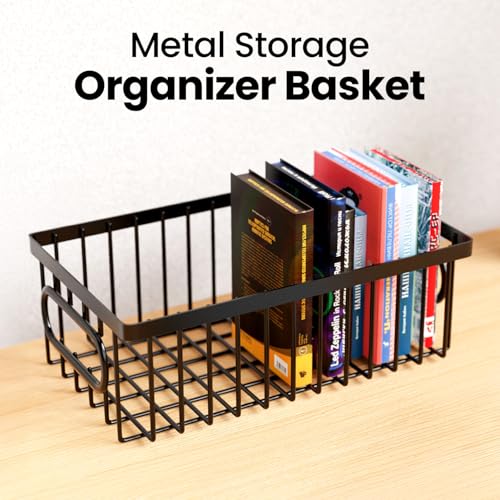 WonderStand Premum Metal Steel Storage Basket For Home and Kitchen (Black)