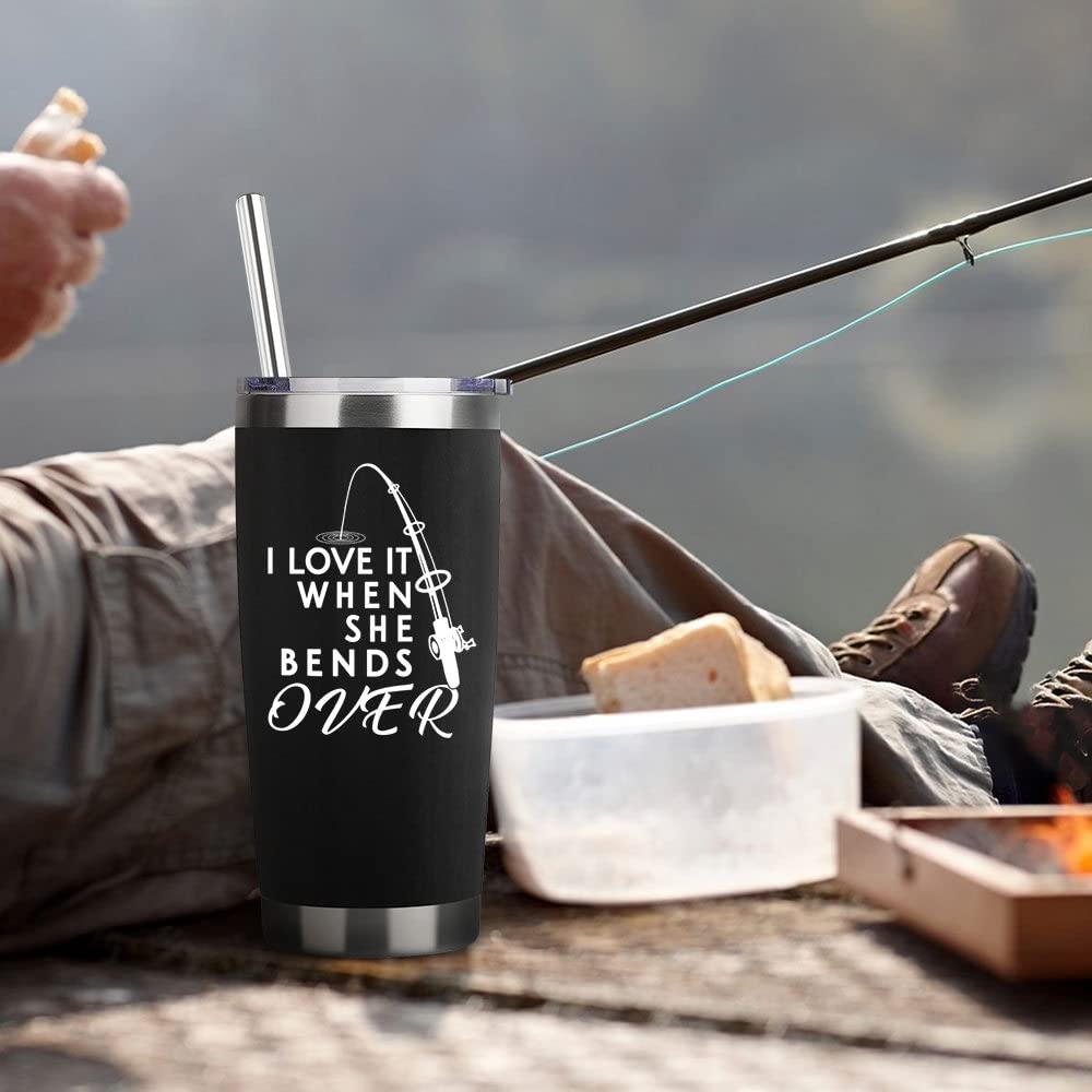 Fishing Gifts For Men Gifts For Fathers Day 20Oz Black Bend Over Fishing Travel Tumbler Birthday For Grandpa Dad Uncle Boyfriend