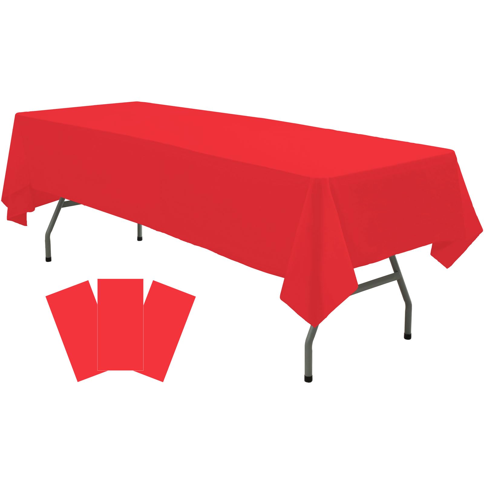 Plastic Red Tablecloths 3 Pack Disposable Table Covers 54 X 108 Inch Ruby Shine Red Table Cloths For Parties Anniversary Thanksg
