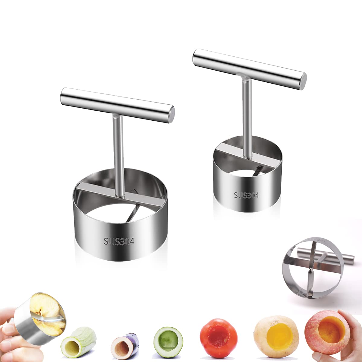 Vegetable & Fruit Corer, Veggie Corer Drill Fruit Core Remover Kitchen Tool, 2 Sizes Veggie Drill For Coring And Hollowing Out Z