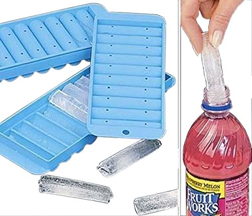 Good Old Values 4 Plastic Ice Tube Trays for Water Bottles - 2pc Set, Colorful, Model COMINHKPR31250