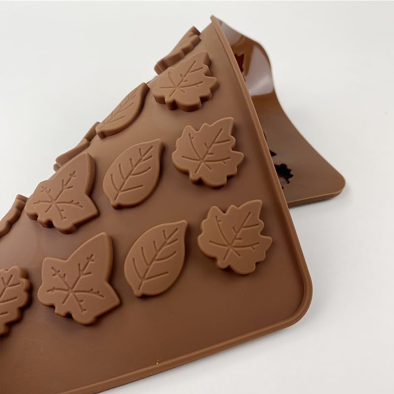 Eduee Fall Chocolate Molds 4 Pieces Silicone Pumpkin Candy Mold Maple Leaf Shaped Fondant Molds For Thanksgiving Halloween Autum