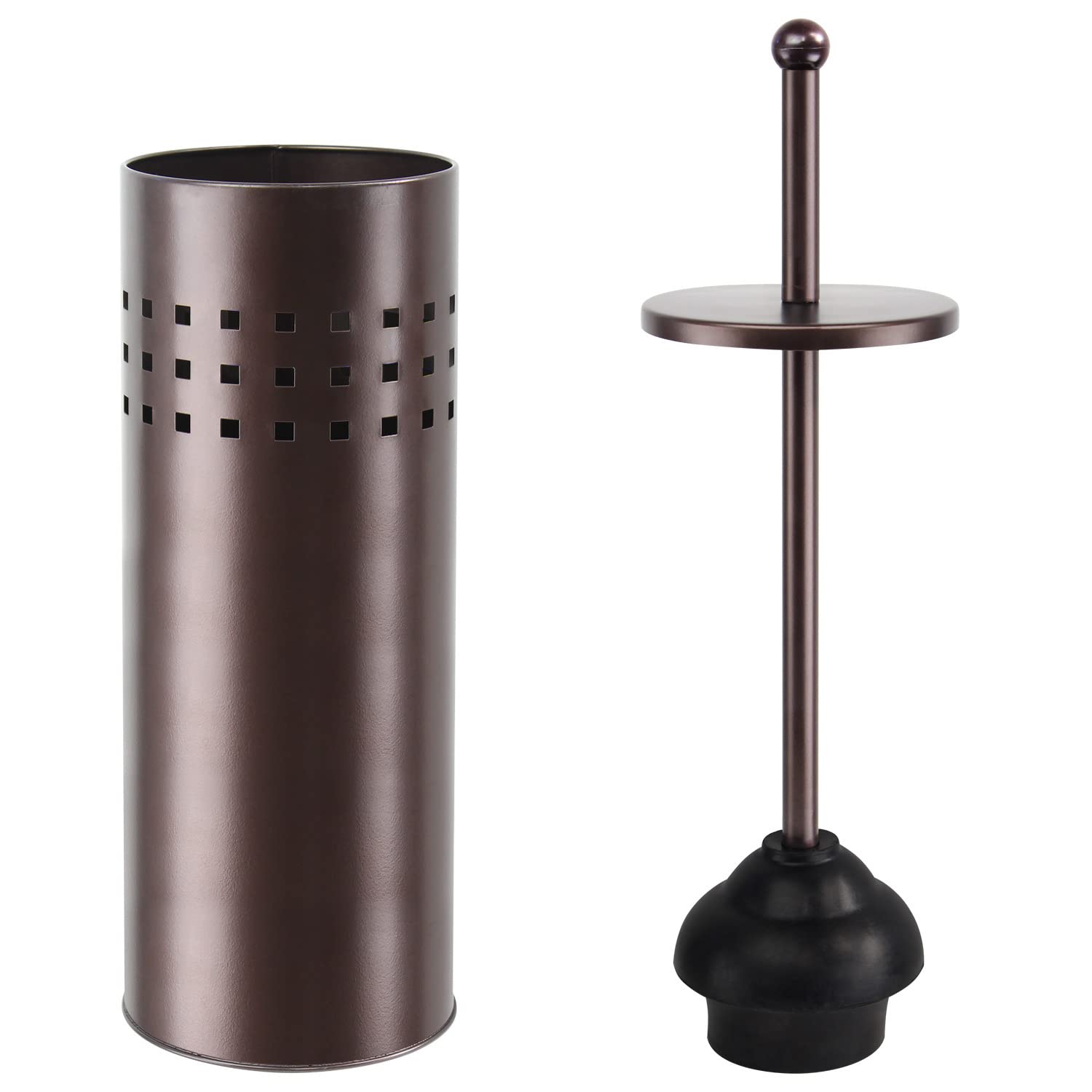 Blue Donuts Toilet Plunger With Holder For Bathroom, Multi Drain Suitable Also For Bathtubs, Quick Dry (Bronze)