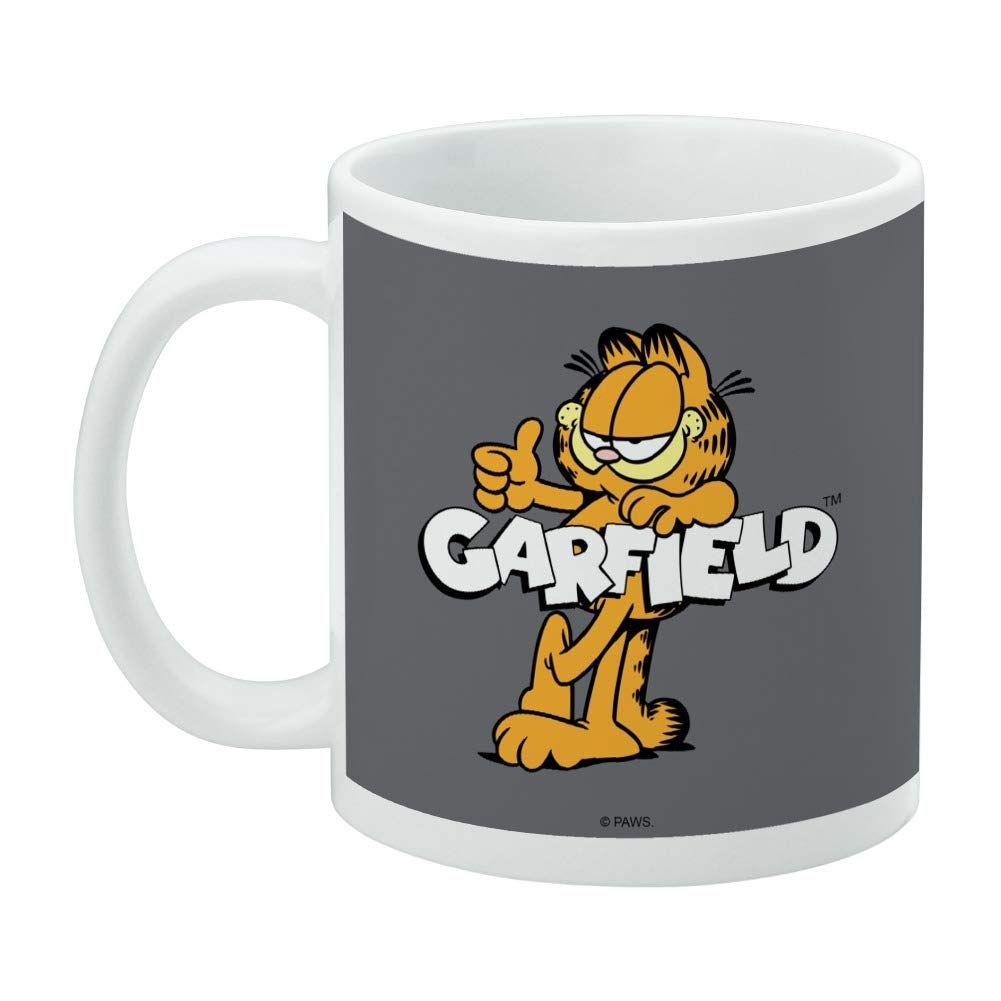 Garfield with Logo Ceramic Coffee Mug, Novelty Gift Mugs for Coffee, Tea and Hot Drinks, 11oz, White