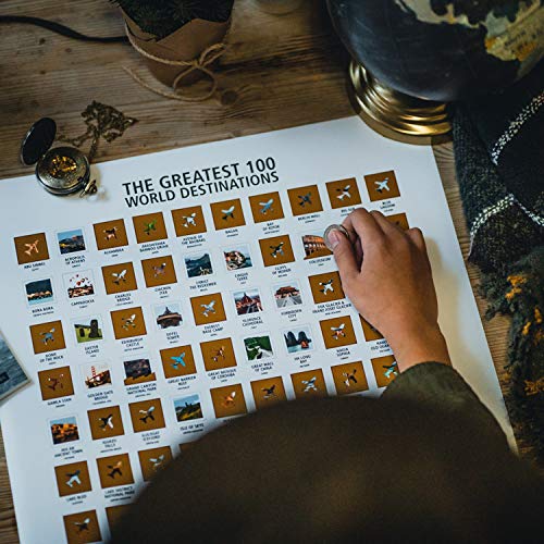 Mappinners The Greatest 100 World Destinations Scratch Off Travel Print 16X20