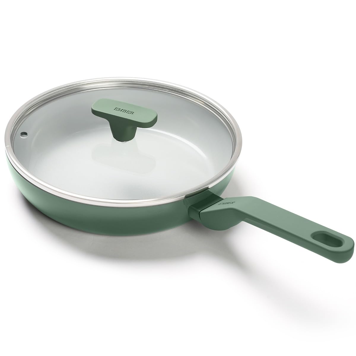 Ember Cookware Arcilla Ceramic Frying Pan 24Cm | Non Stick Cookware | Non Toxic Pan With Glass Lid | Isi Certified | Ceramic Fry