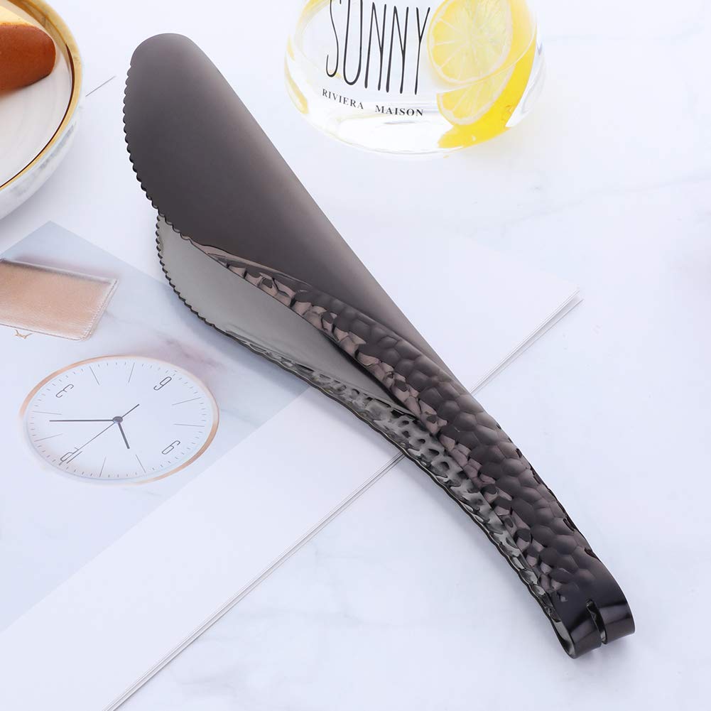 Bisda Stainless Steel Kitchen Food Clamp Serving Tongs For Cooking,Toast Bread,Salad,Barbecue,Grilling,Baking,Frying(Black)