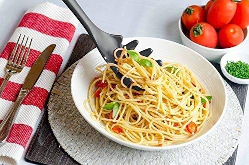 Spaghetti Spoon Pasta Fork,11Inch Silicone Pasta Fork,High Heat Resistant To 480F, Hygienic One Piece Design, Spaghetti Strainer