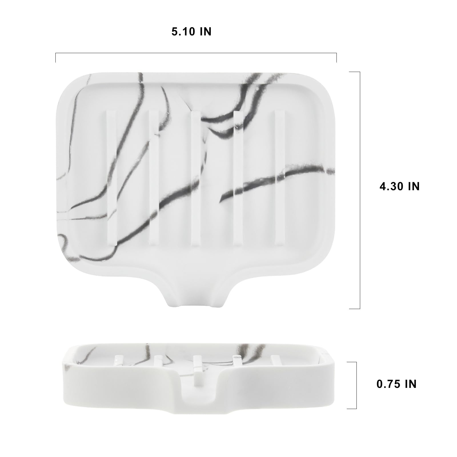 Iniunik Self Draining Soap Dish, Soap Holder With Marble Look, Resin Bar Soap Holder Shower Soap Saver Soap Dish For Shower, Bat