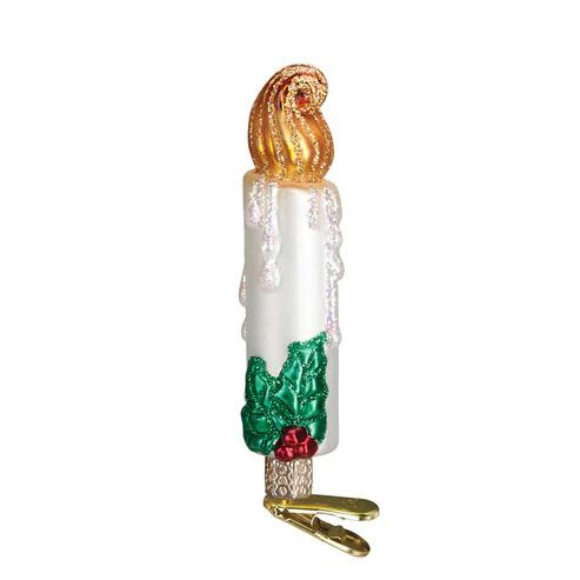 Old World Christmas Ornaments:Clip-On Candle Glass Blown Ornaments for Christmas Tree, Clip-On Candle