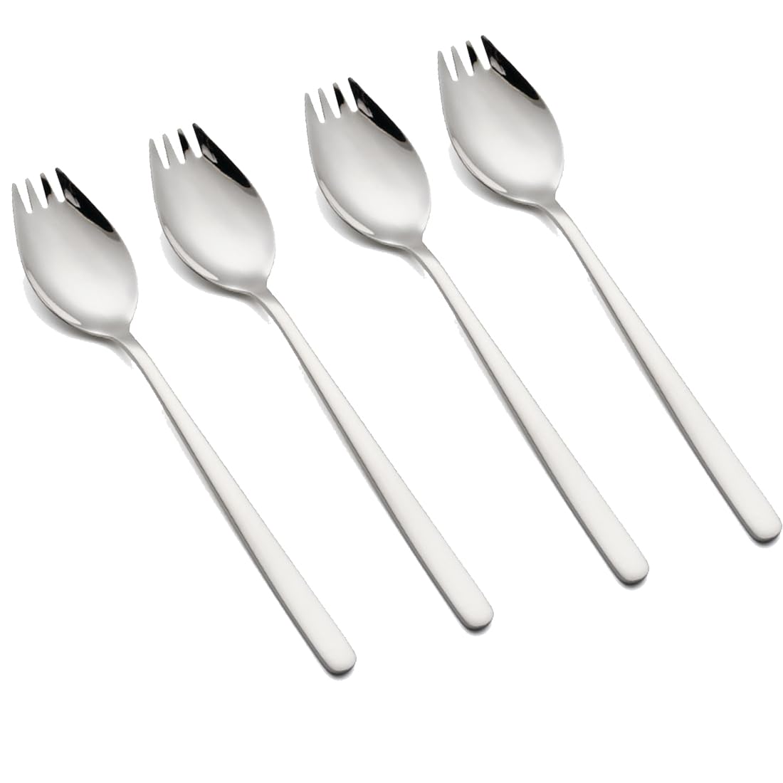 Sporks, 4-Pack 18/10 Spork Stainless Steel, Metal Spork For Everyday Household Use, 7.4-Inch Long Handle Dessert Spoons Ice Crea