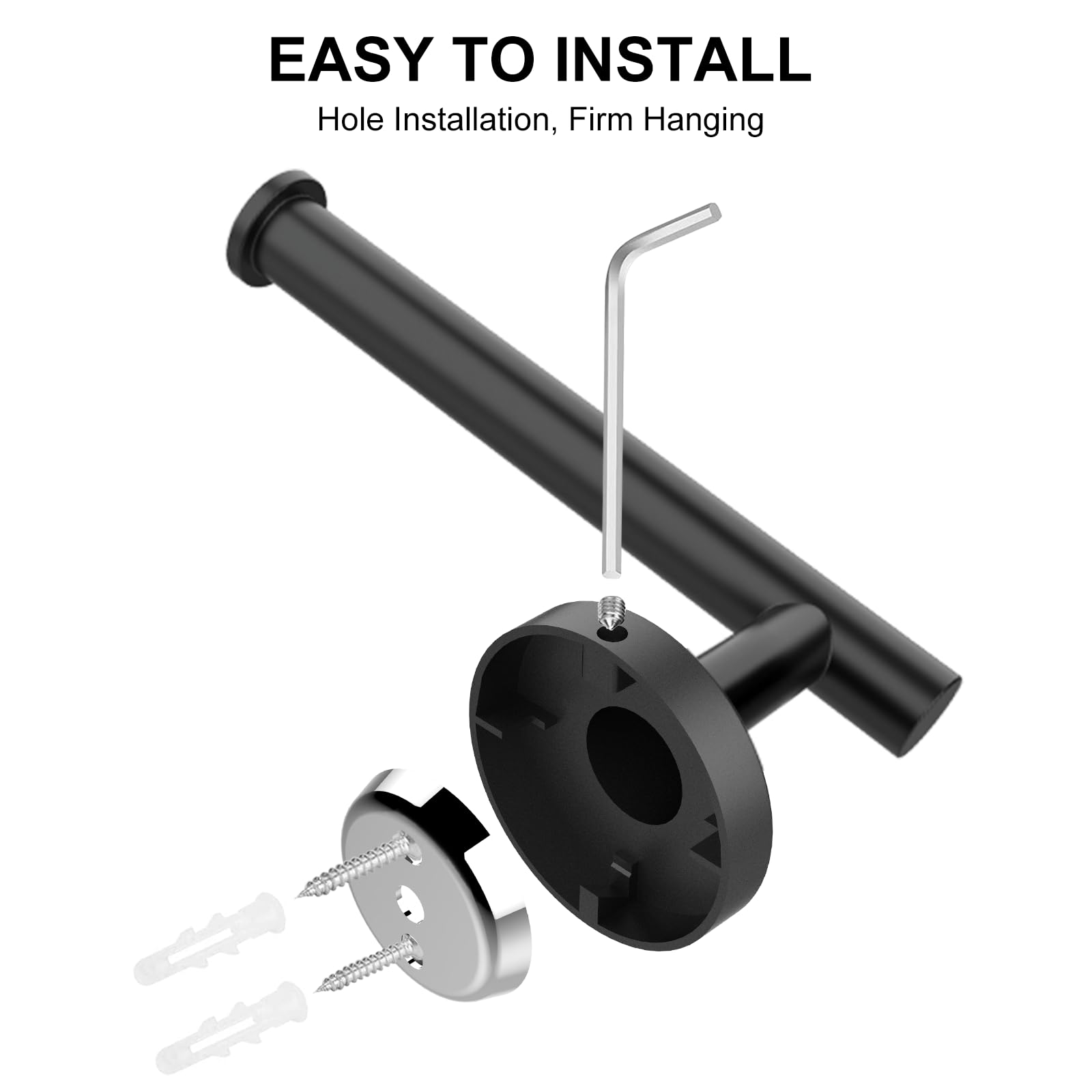 Setsail Toilet Paper Holder Wall Mount Screw-In 2 Packs Matte Black Bathroom Toilet Paper Roll Holders Stainless Steel Tissue Ho