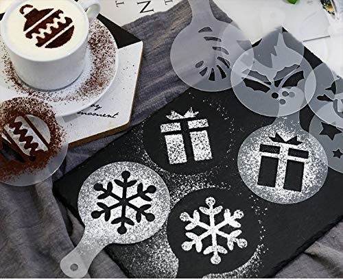 36 Coffee Decorating Stencils + 2 Stainless Steel Mesh Powder Shaker, Magnoloran Foam Latte Art Stencils Barista Templates For D
