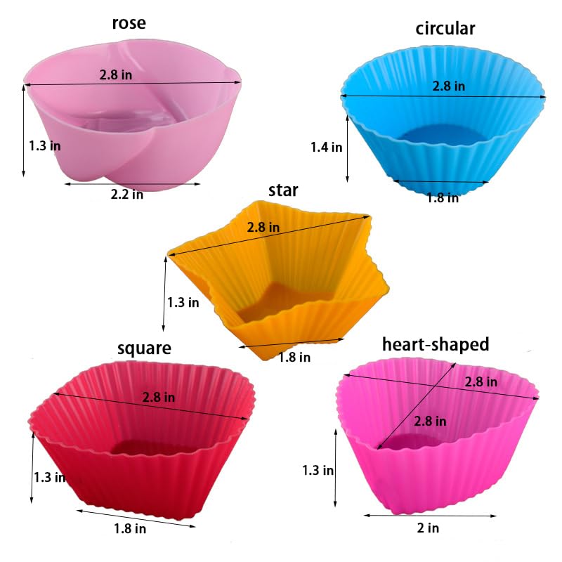 Reusable Silicone Cupcake Baking Cups 12 Pack, 2.75 Inch Silicone Baking Cups, Reusable & Non-Stick Muffin Cupcake Liners For Pa