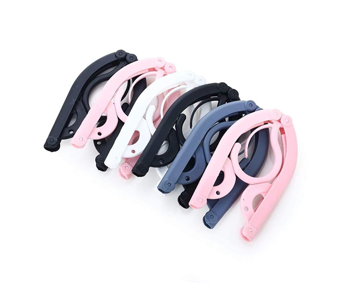 Tekzie Plastic Folding Clothes Hangers | Foldable Drying Rack With AntiSlip Groove For Home, Travel & Outdoor | Pack Of 6