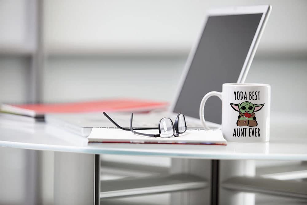 LOZACHE Aunt Gifts from Niece Nephew, BAE Best Aunt Ever Baby Yodas Coffee Mug, Mothers Day Birthday Gifts for Great Aunt Auntie