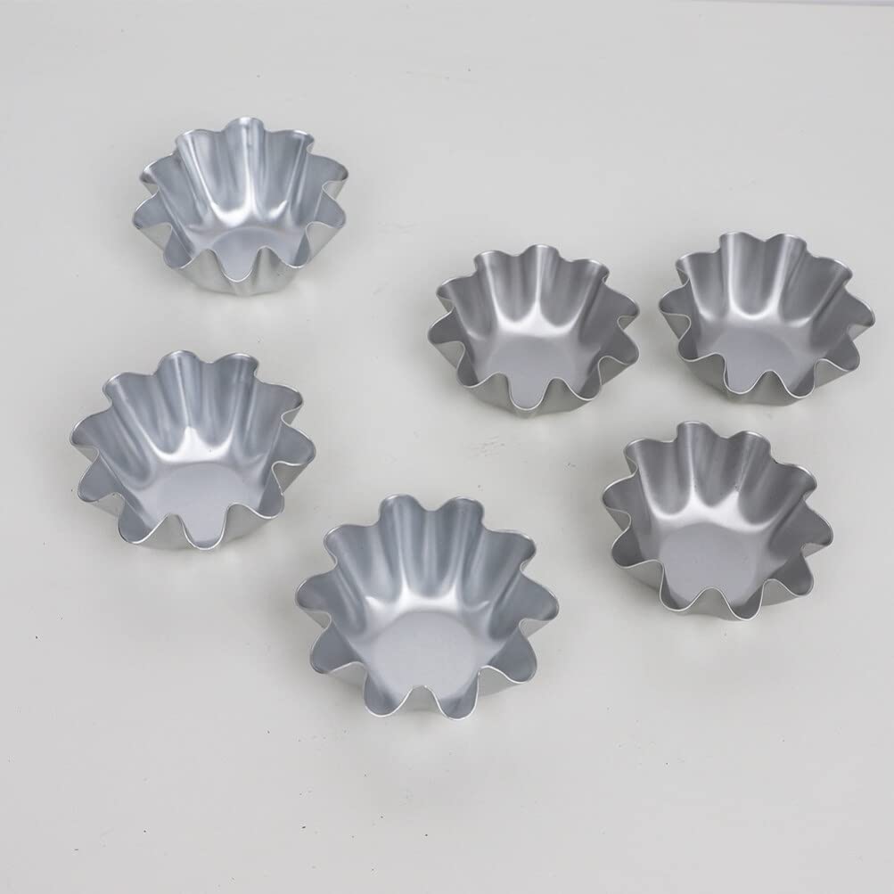 Luxshiny Egg Tart Tin 6Pcs Portuguese Tart Mould Tart Baking Pan Egg Tart Mold Mini Metal Tart Pans For Home Bakery(3.03X1.18In)
