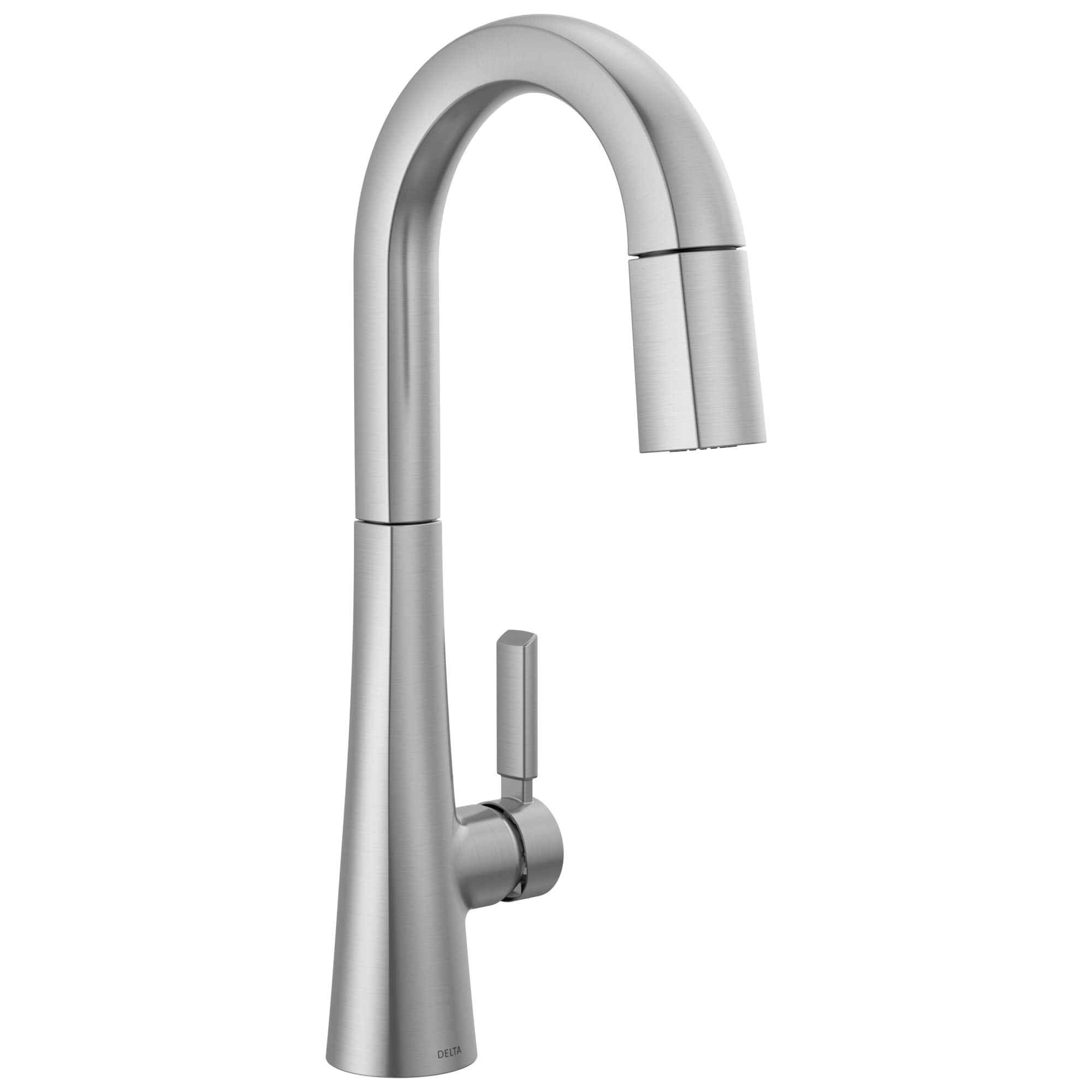 Delta Faucet Monrovia Bar Faucet Brushed Nickel, Bar Sink Faucet Single Hole, Wet Bar Faucets with Pull Down Sprayer, Prep Sink 