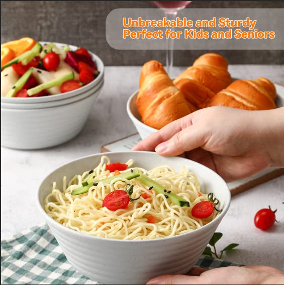 Duoluv Cereal Bowl, Set Of 8 Soup Bowls 36 Ounces Unbreakable Wheat Straw Bowls Microwave Dishwasher Safe Reusable Bowls For Kit