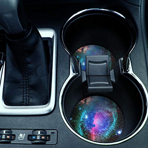 Caribou Coasters, Clash Of Cosmo Galaxy Design Absorbent Round Fabric Felt Neoprene Car Coasters For Drinks (2.87 Inches), 2Pcs