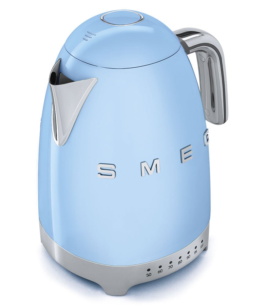 Smeg 50'S Retro 7 Cup Stainless Steel Variable Temperature Electric Kettle With 7 Temperature Settings, Led Display, Swivel Base