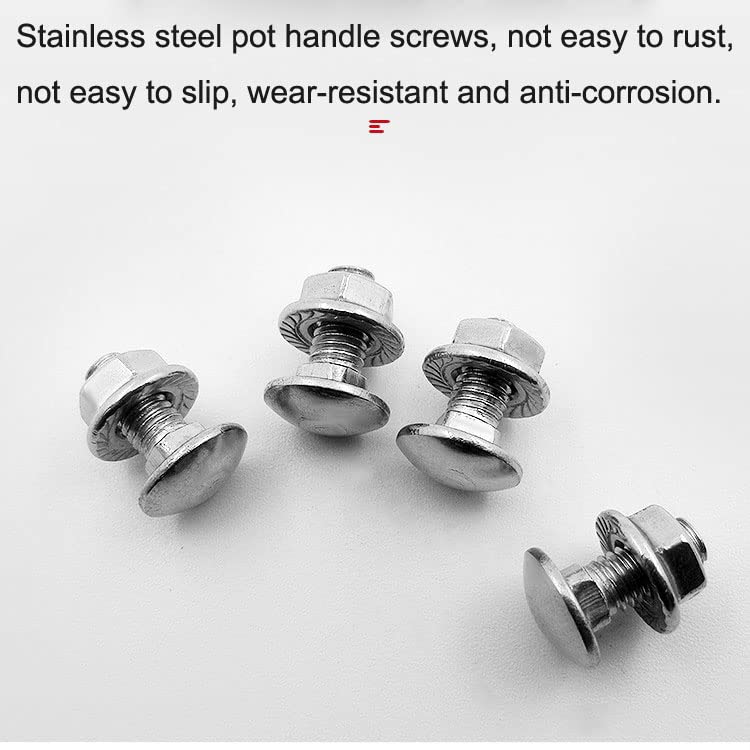 NentMent Stock Pot Handle Screws Set, M6x16mm, Stainless Steel, 4pcs + Small Wrench, Model ZQ-017