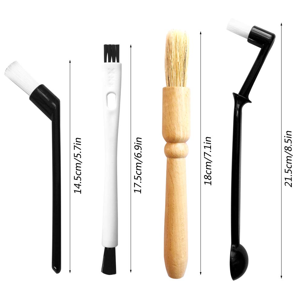 ACKLLR Coffee Grinder Cleaning Brush  Heavy Wood Handle & Natural Bristles Wood Dusting Espresso Brush and Nylon Espresso Machine Brush with Spoon for Bean Grain Barista Pasta Makers Home Kitchen