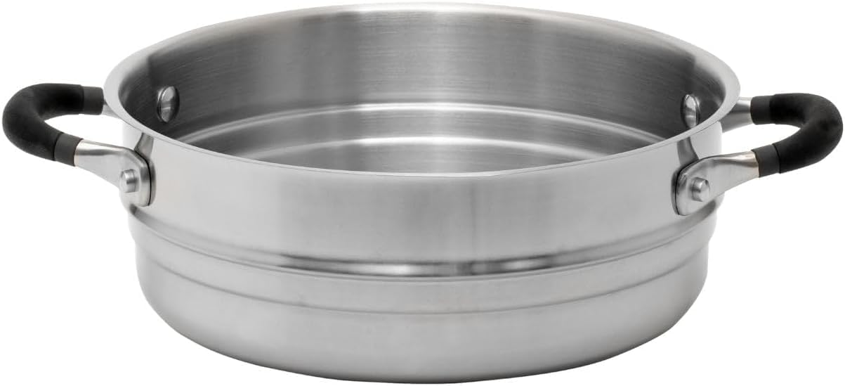 Meyer Stainless Steel Steamer Insert, 9.5 Steaming Tray, Dishwasher Safe, Oven Safe, Heat Resistant Silicone Handles, Accent Ser