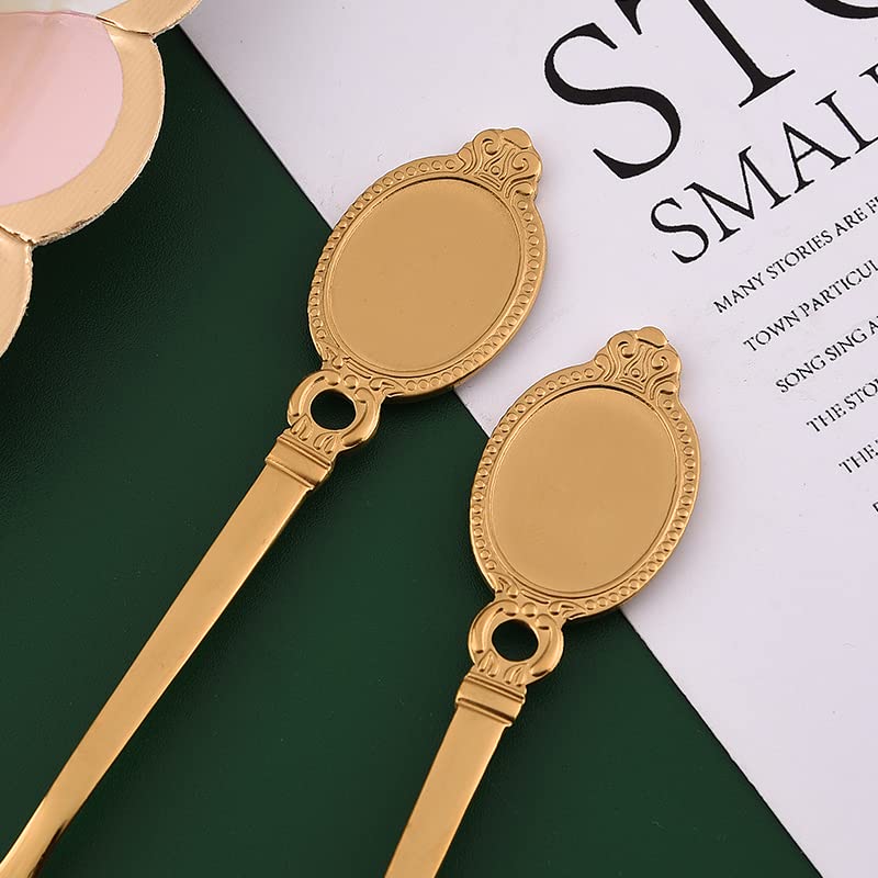 Dessert Spoon Set, 10Pcs Stainless Steel Creative Tableware Coffee Spoon Gold Plated Mini Teaspoons Set Sugar Stirring Ice Cream