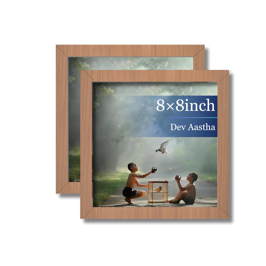 Dev Aastha Beige 8X8 Inch Square Photo Frame For Wall Dcor | Stylish Plexi Glass Frame For Home & Office | Perfect For Memories 