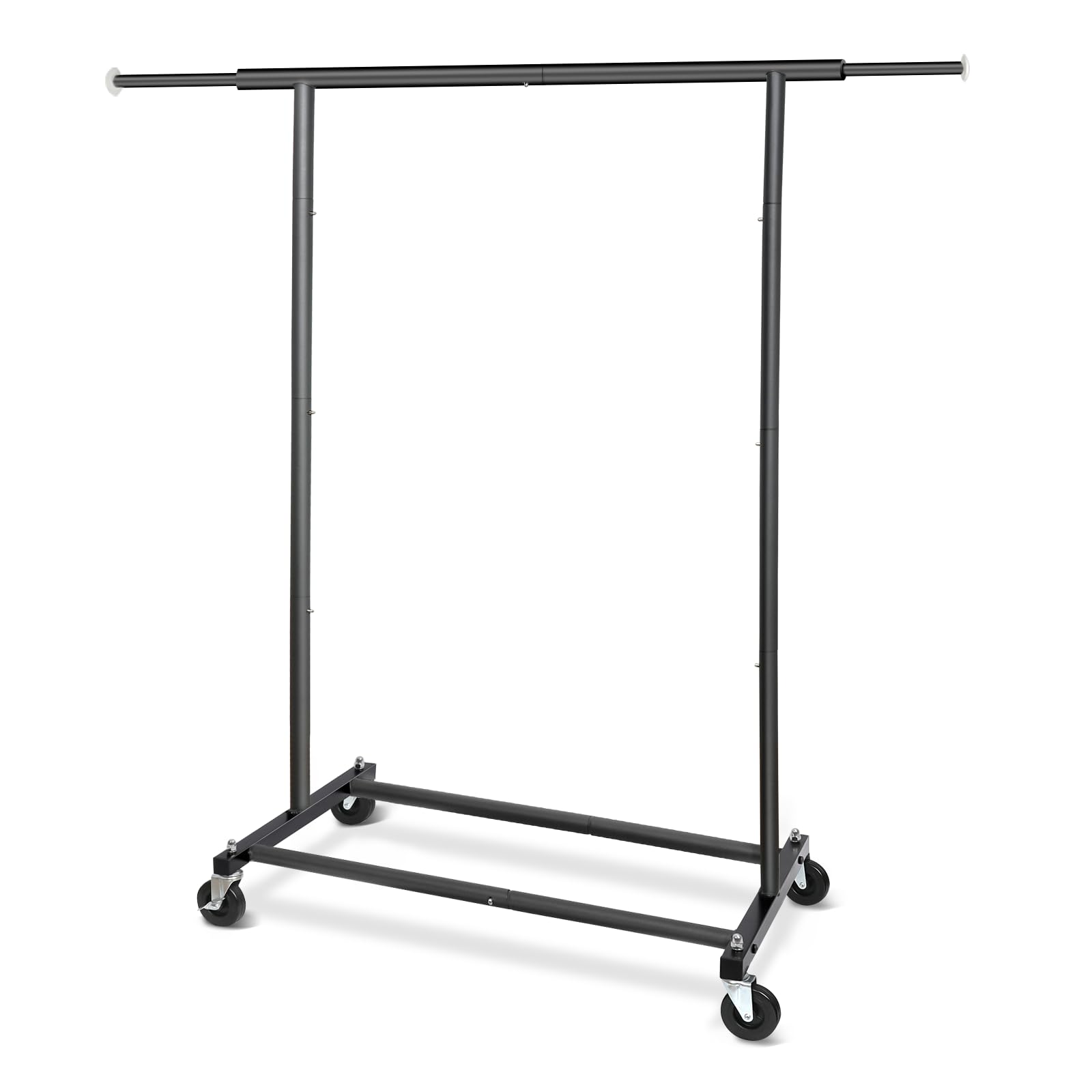 Fishat 59'' H Simple Portable Standard Black Rolling Clothing Garment Rack, Metal Freestanding Hanging Clothes Organizer With Lo