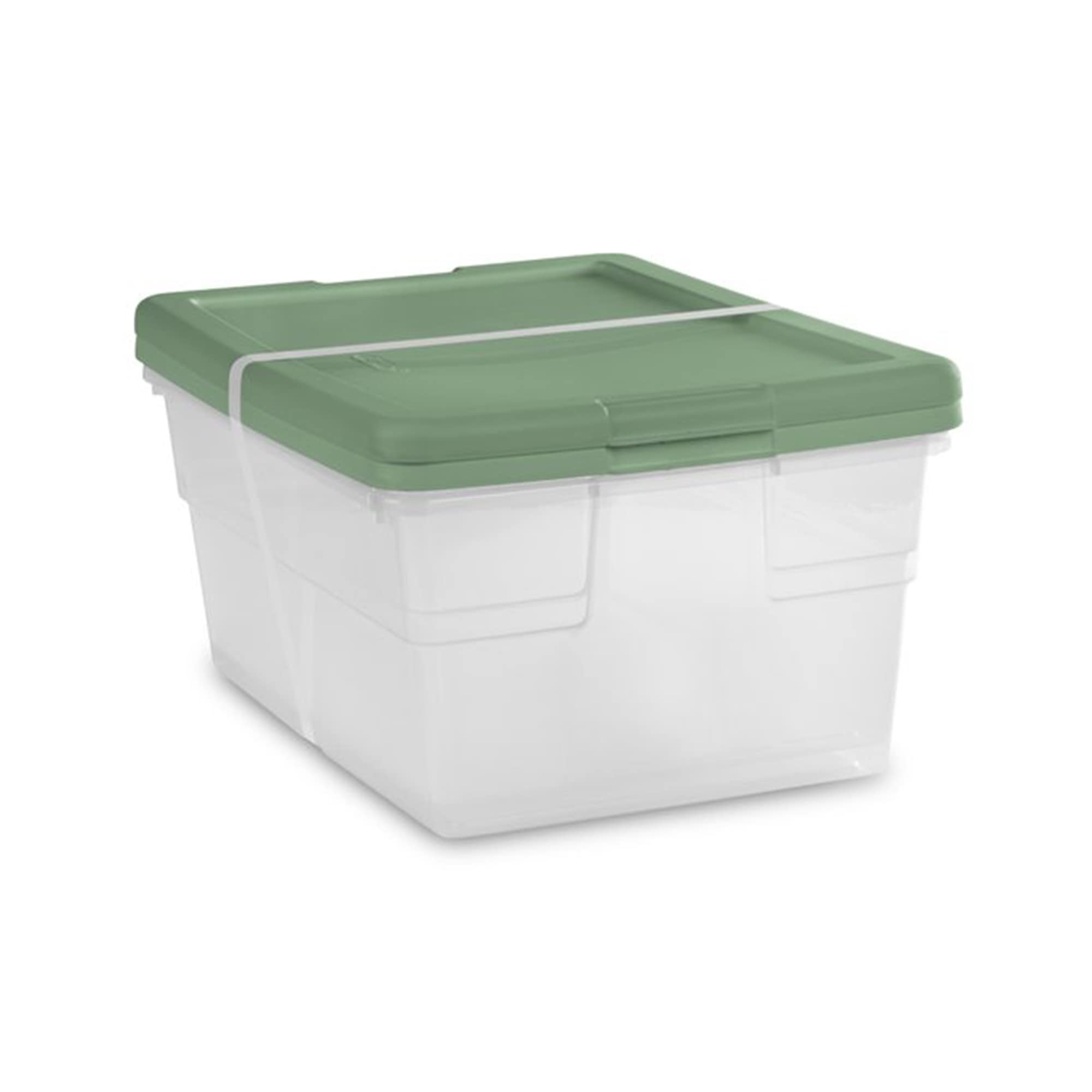 Sterilite 2 Pack Storage Boxes, Clear Plastic Stackable Bins, 16 Quart, Marine Blue