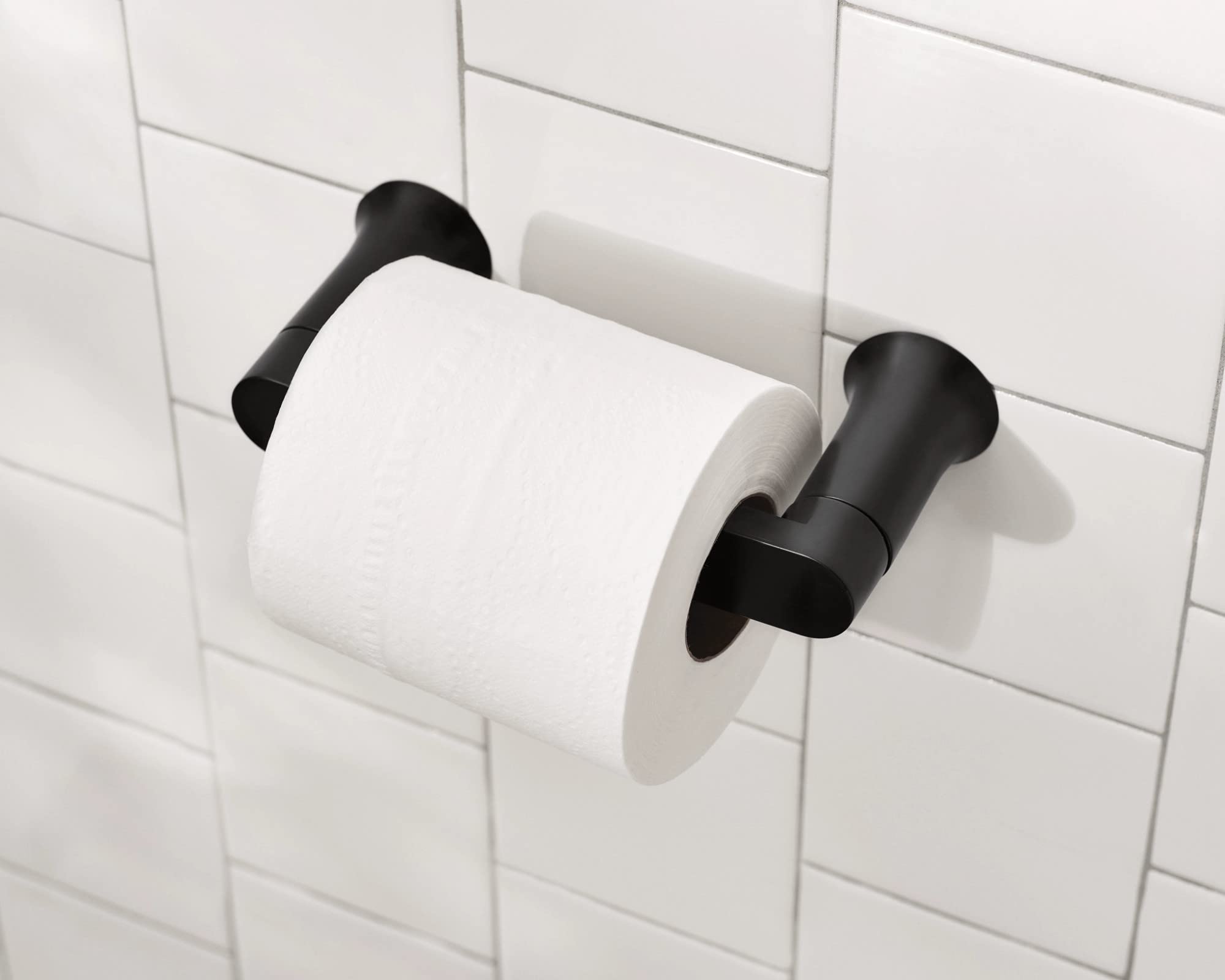 Moen Genta Lx Matte Black Modern Wall Mount Pivoting Toilet Paper Holder, Modern Toilet Roll Holder For Bathroom, Bh3808Bl