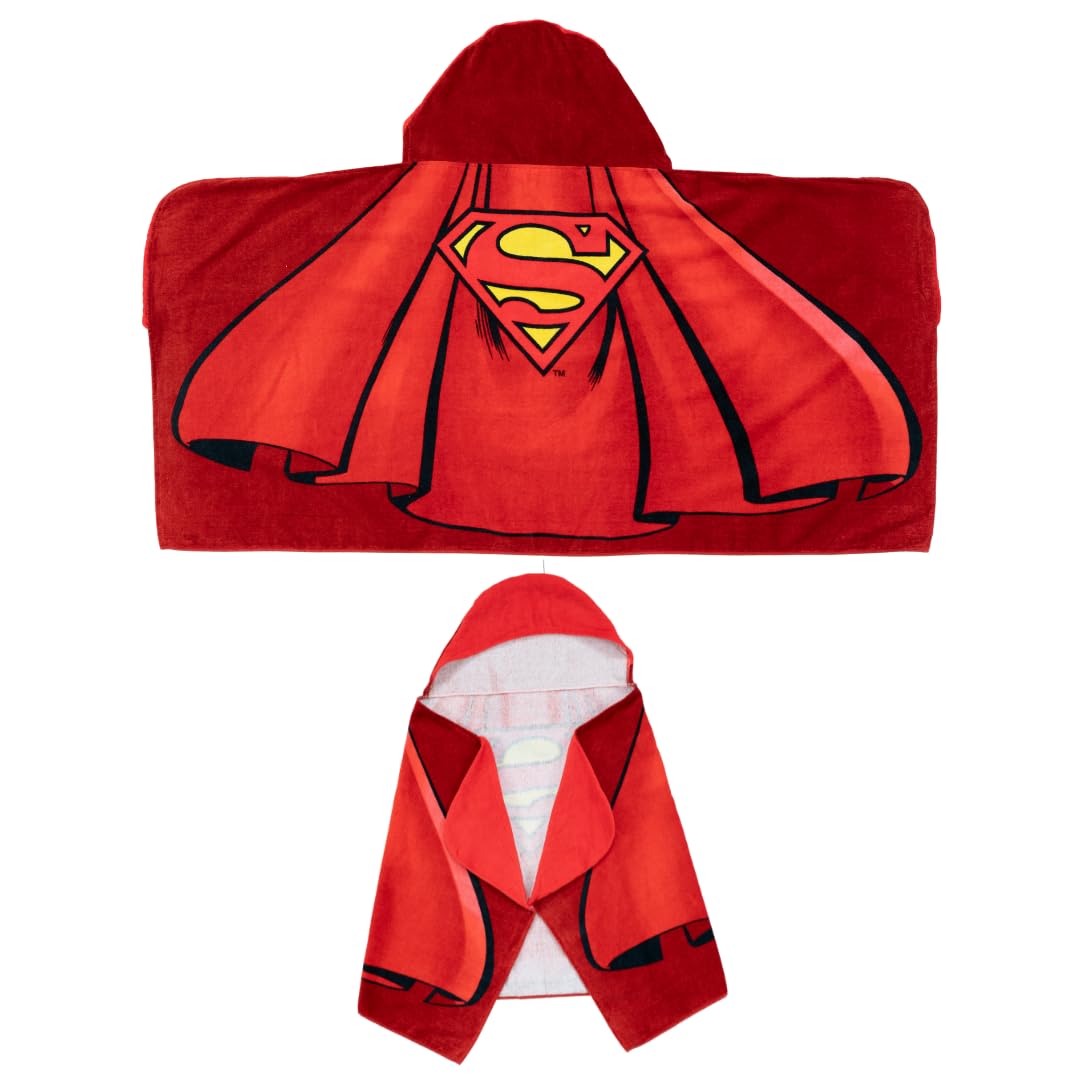 Franco Superman Cape Kids Super Soft Bath/Pool/Beach Soft Cotton Terry Hooded Towel Wrap, 24 In X 50 In, (Officially Licensed Pr
