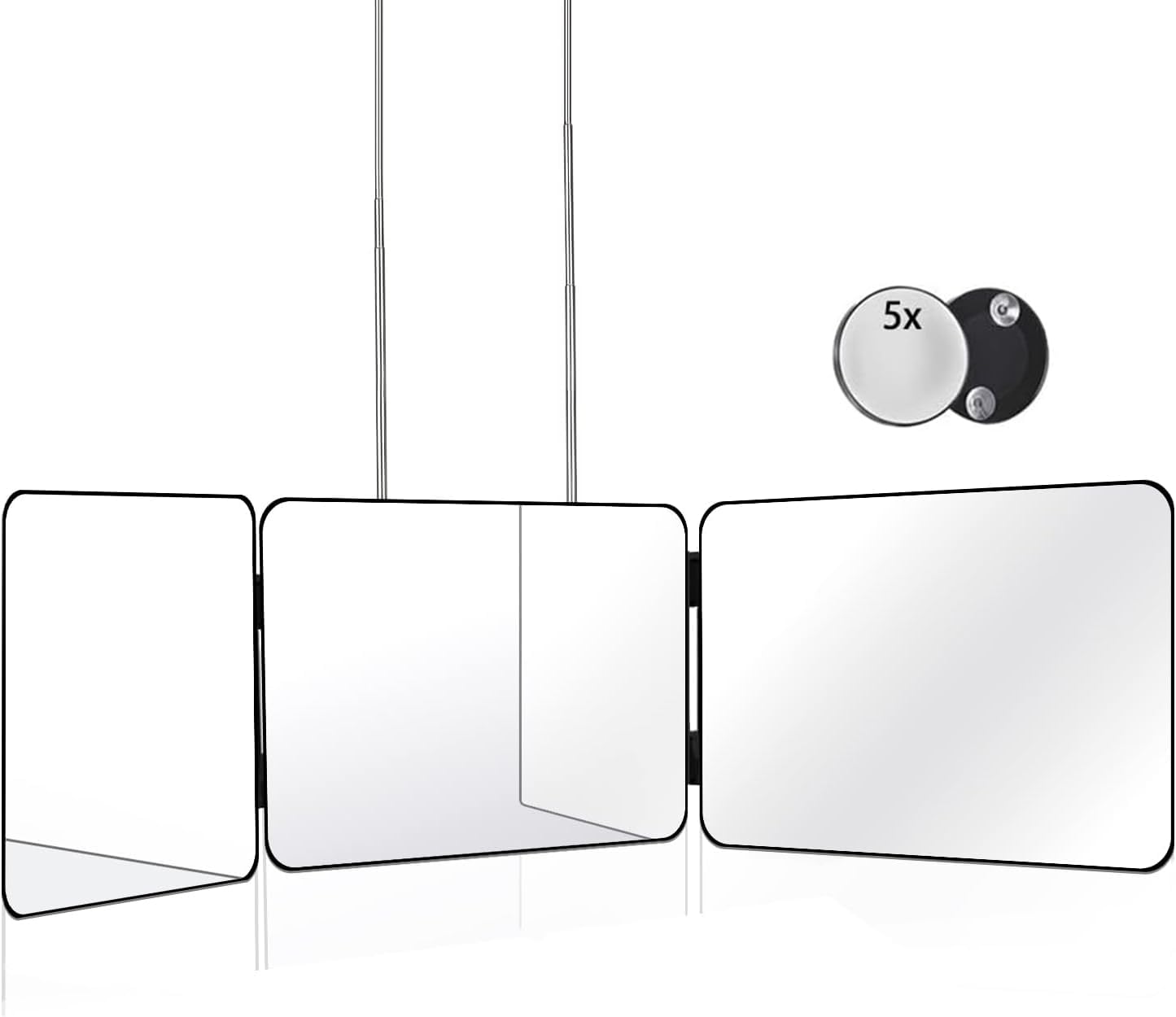 Janmpask 3 Way Mirror For Self Hair Cutting Tools With Height Adjustable Mirror 360 Trifold For Makeup To See Back Of Head (Blac