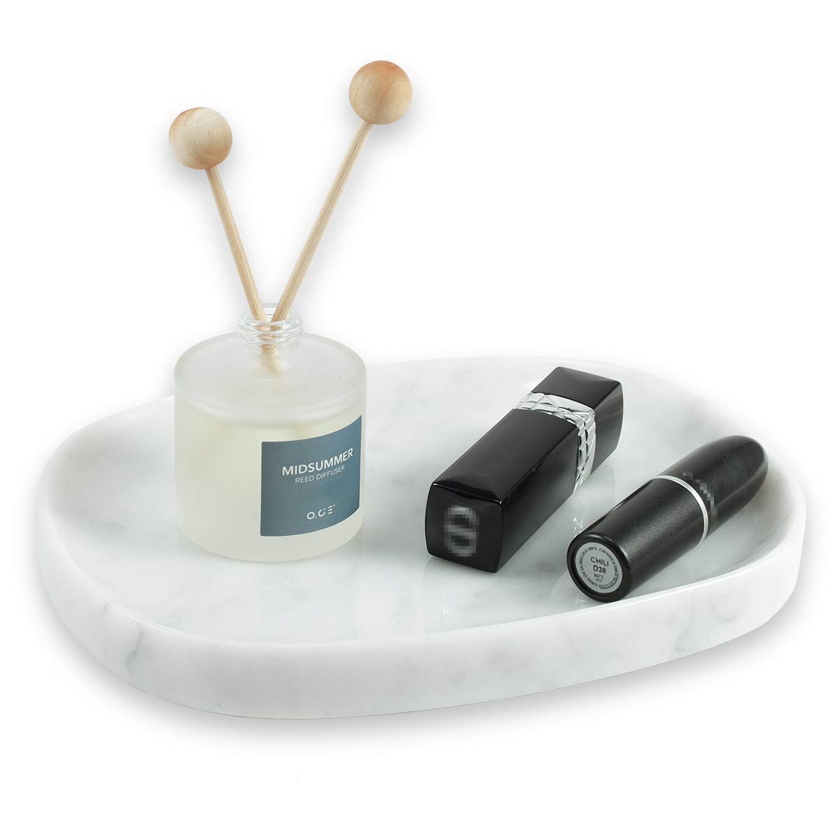 Jimei Marble Vanity Tray Decorative Tray Oval Storage Organizer Mini Bathroom Kitchen Dresser Jewelry Dish Ring Holder For Count