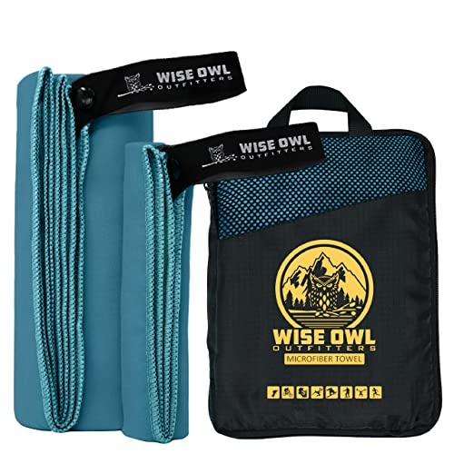Wise Owl Outfitters Camping Towel Ultra Soft Compact Quick Dry Microfiber - Great For Fitness, Hiking, Yoga, Travel, Sports, Bac