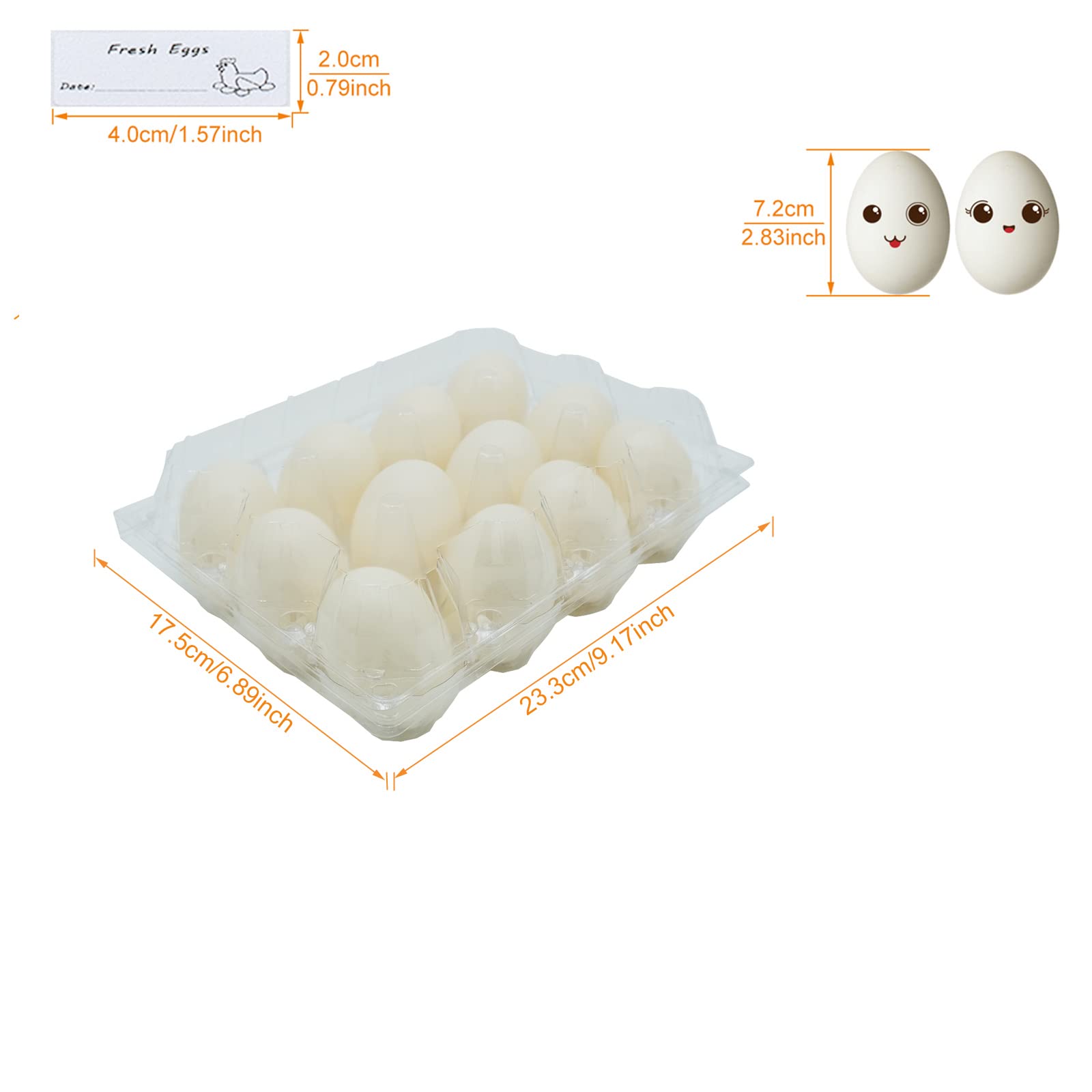 BULKBUY Egg Cartons 40 Packs, Clear Eco-friendly Plastic Blank Egg Cartons with Free Labels, Holds up to 12 Duck Eggs Securely,