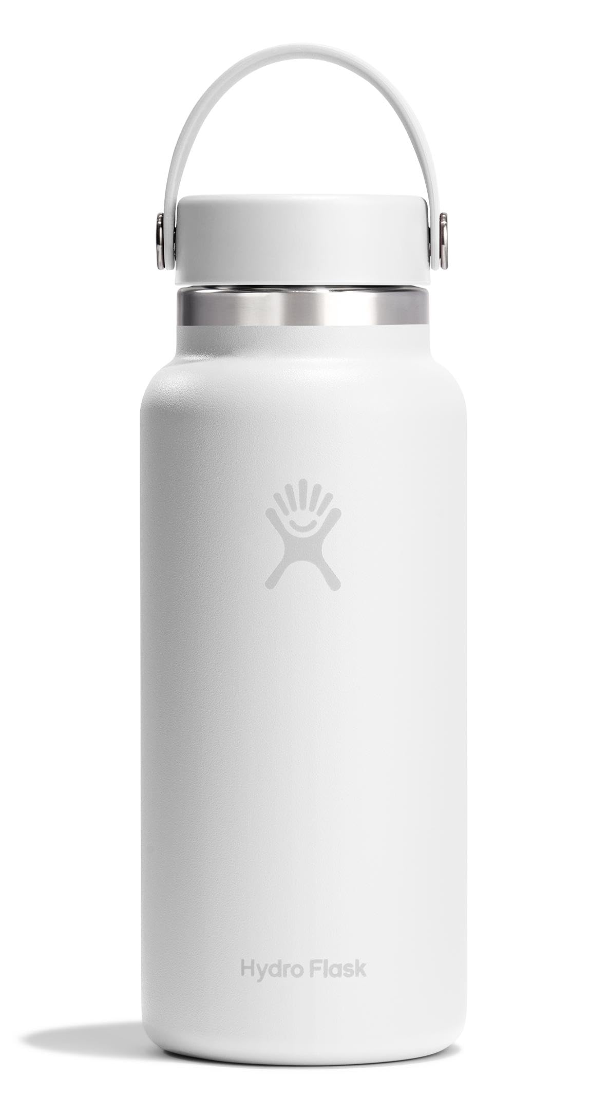 Hydro Flask Water Bottle - Insulated Stainless Steel - Wide Mouth Flex Lid, Non Spill, Leakproof and Refillable in 32 Oz Tonal W